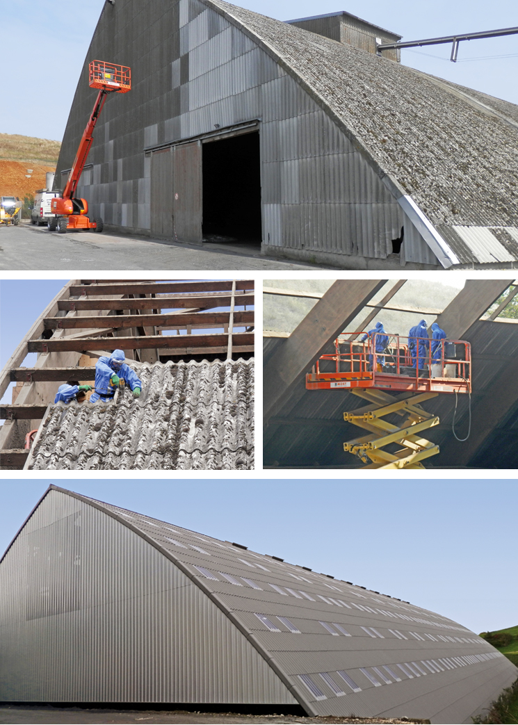 Désamiantage d'un hangar de stockage